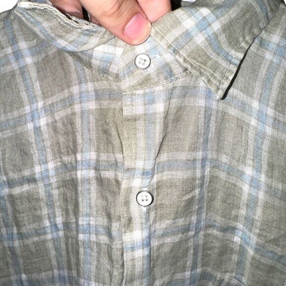 Peter Millar Sage Green 100% Linen Button Up Shirt Size L - Picture 3 of 8